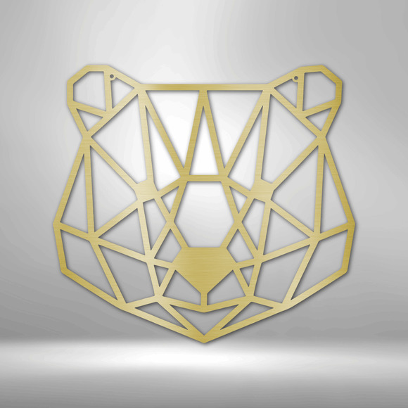 Geometric Bear Steel Sign Laser Cut Powder Coated Home & Office Metal Wall Decor